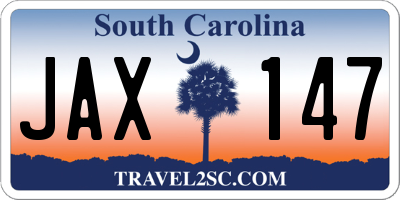SC license plate JAX147