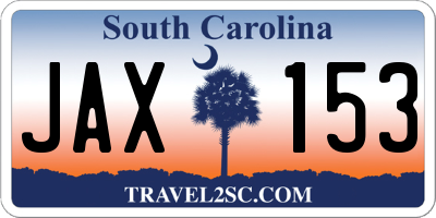SC license plate JAX153