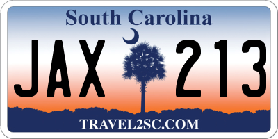 SC license plate JAX213