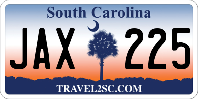SC license plate JAX225