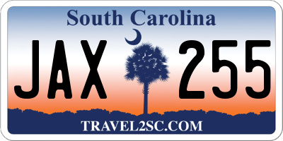SC license plate JAX255