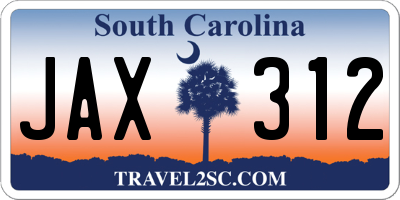 SC license plate JAX312