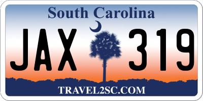 SC license plate JAX319