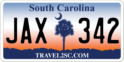 SC license plate JAX342