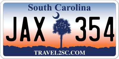 SC license plate JAX354