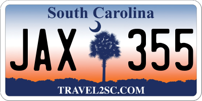 SC license plate JAX355