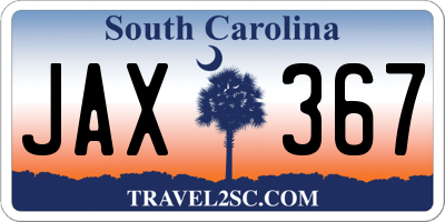 SC license plate JAX367
