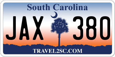 SC license plate JAX380