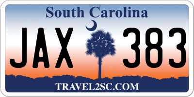 SC license plate JAX383