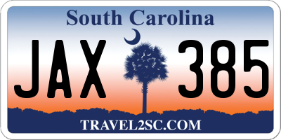 SC license plate JAX385