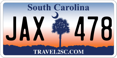 SC license plate JAX478