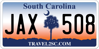 SC license plate JAX508
