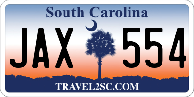 SC license plate JAX554