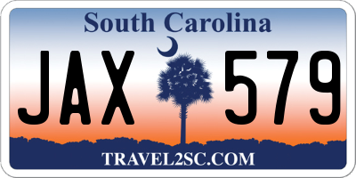 SC license plate JAX579