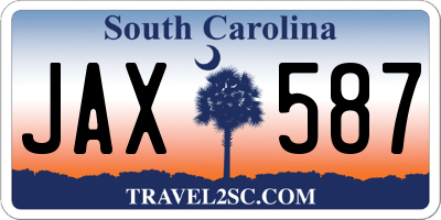 SC license plate JAX587