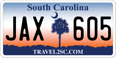 SC license plate JAX605