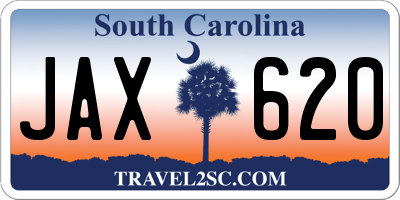 SC license plate JAX620