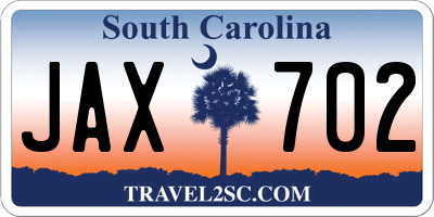 SC license plate JAX702
