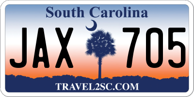 SC license plate JAX705