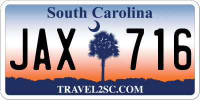 SC license plate JAX716
