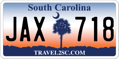 SC license plate JAX718