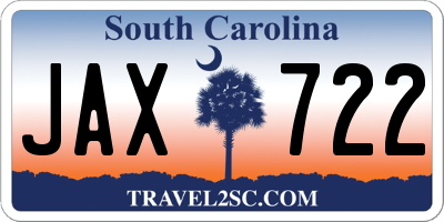 SC license plate JAX722