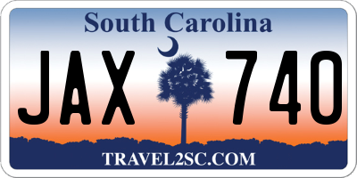 SC license plate JAX740