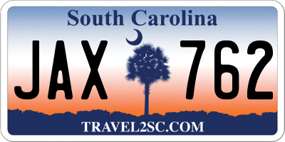 SC license plate JAX762
