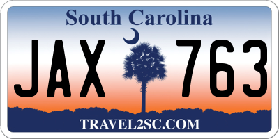 SC license plate JAX763