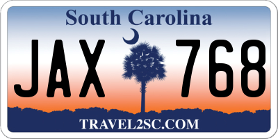 SC license plate JAX768