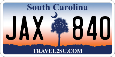 SC license plate JAX840