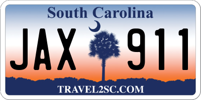 SC license plate JAX911