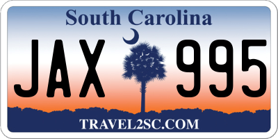 SC license plate JAX995