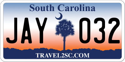 SC license plate JAY032