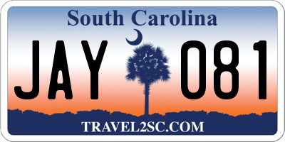 SC license plate JAY081
