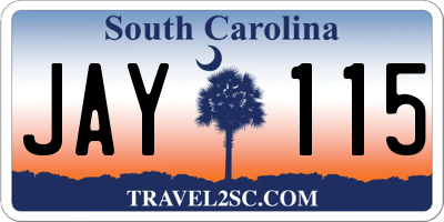 SC license plate JAY115
