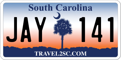 SC license plate JAY141