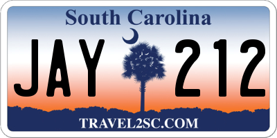 SC license plate JAY212