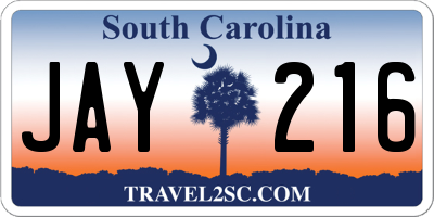 SC license plate JAY216