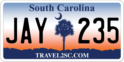 SC license plate JAY235