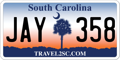 SC license plate JAY358