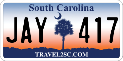 SC license plate JAY417