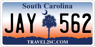 SC license plate JAY562