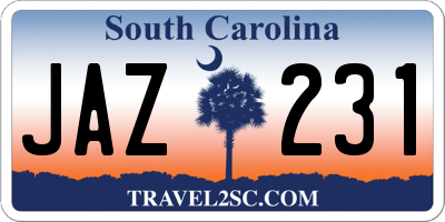 SC license plate JAZ231