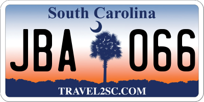 SC license plate JBA066