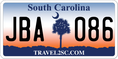 SC license plate JBA086