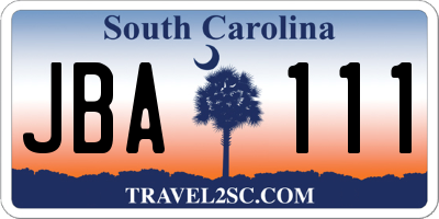 SC license plate JBA111