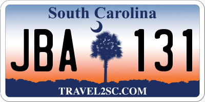 SC license plate JBA131