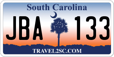 SC license plate JBA133