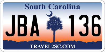 SC license plate JBA136